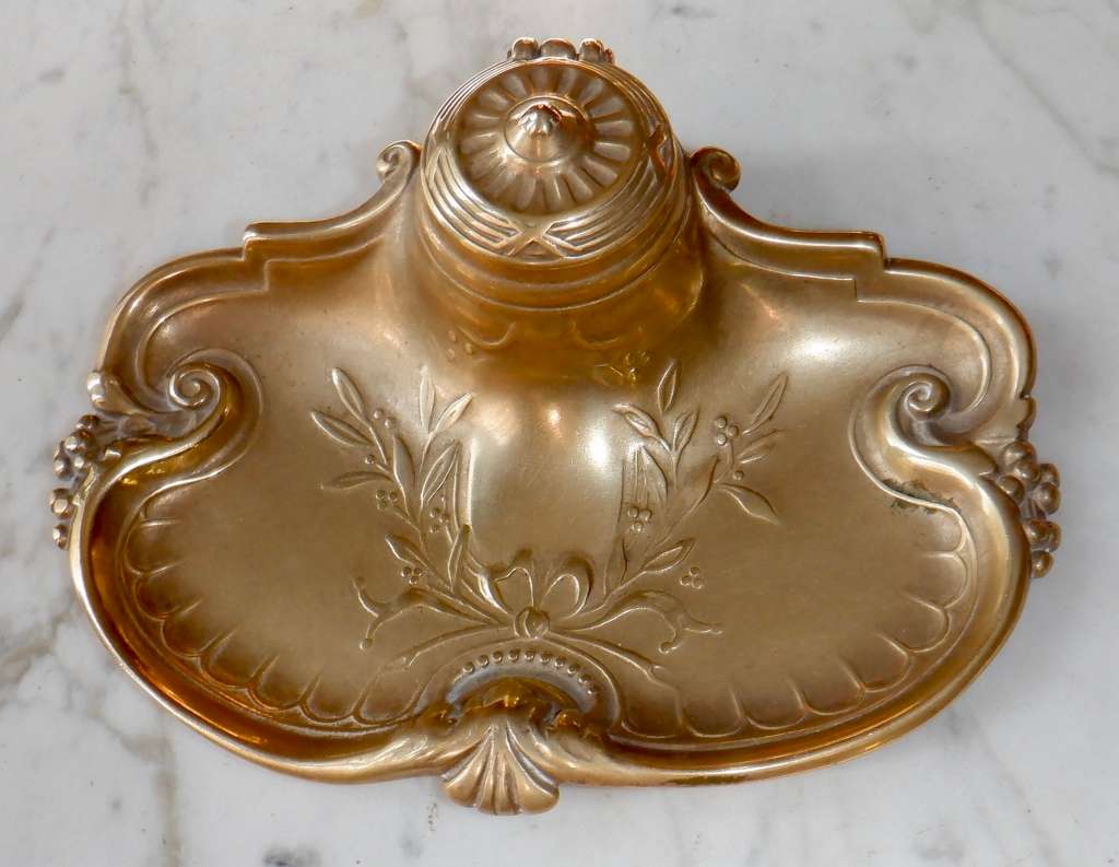 Art Nouveau brass inkstand