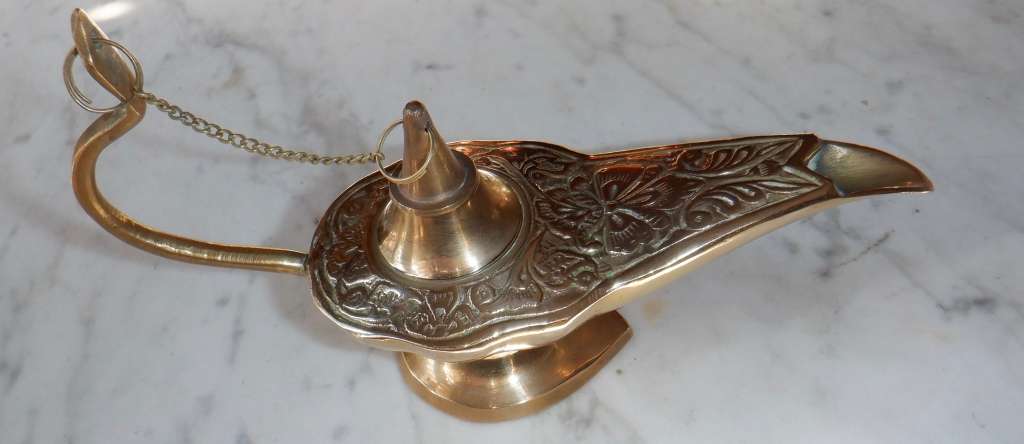 Vintage Alladin genie  brass lamp