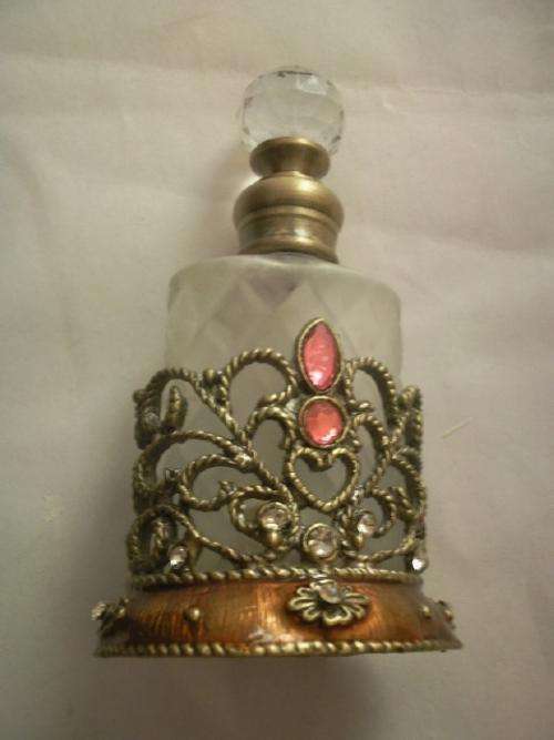 Small Bottle in Ornate Metal & Stone Casing # 1 - 10cm