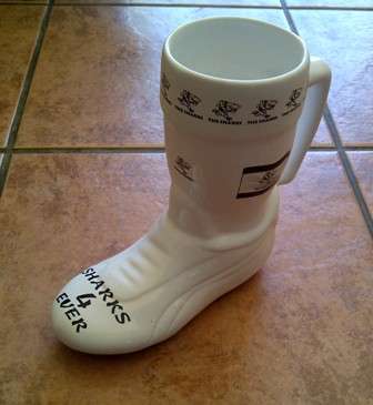 Shark Supporter's Mug in Shape of a Rugby Boot