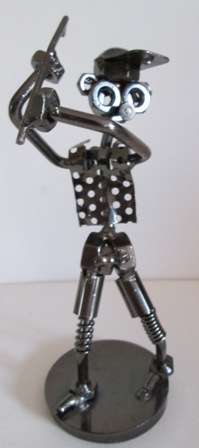 Metal Golf Player Ornament Made from Bolts & Nuts Etc