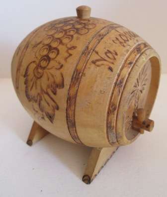 Decorative Little Wooden Keg Barrel on Stand
