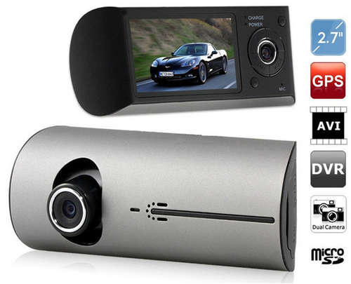 Car DVR Camera Dual Lens Front/In 140ÃÂ°Lens 2.7 LCD Screen GPS Log G-Sensor Dashboard