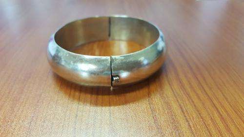 Sterling Silver Wide Rounded Bangle Bracelet with Open Box Clasp