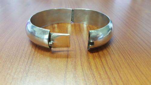 Sterling Silver Wide Rounded Bangle Bracelet with Open Box Clasp