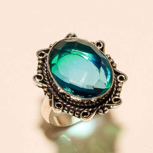 BI-COLOR TOURMALINE GEMSTONE 925 STERLING SILVER RING 8 1/2 /Q 1/2