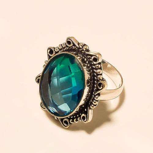 BI-COLOR TOURMALINE GEMSTONE 925 STERLING SILVER RING 8 1/2 /Q 1/2