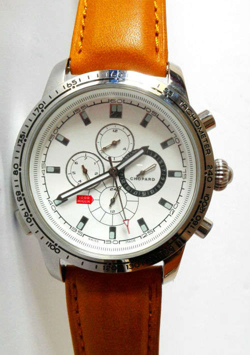 Men's Watch Chopard Mille Miglia White Dial Brown Leather Wristband