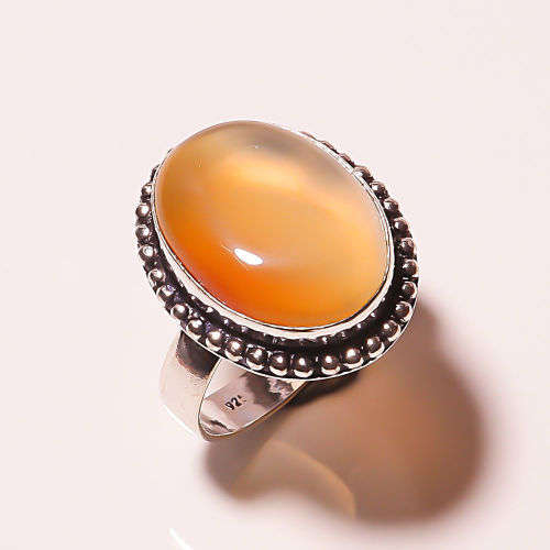 925 SILVER HANDMADE RING with BEAUTIFUL MONTANA AGATE - SIZE 10 / T 1/2
