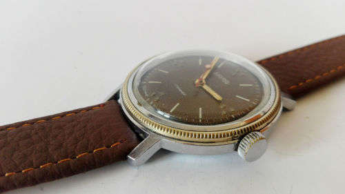 Vintage Soviet Men's wrist watch Wostok, round brown