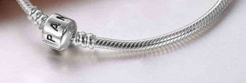 Plat 925 Silver Charm Bracelet Bangle with Lock Snake