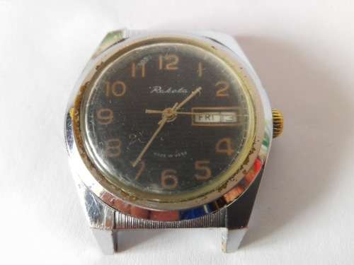 Vintage Soviet Men's wrist watch Raketa, round black