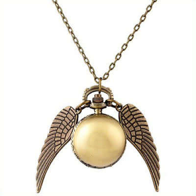 Harry Potter Pocket Watch Golden Snitch, Quidditch Wings Clock Pendant