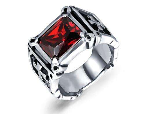 Men's Cubic Zirconia Stainless Steel Ring Silver Band, Size 10 / U