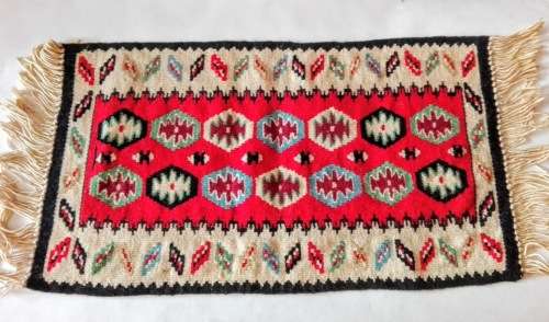 Vintage miniature hand knotted woolen rug