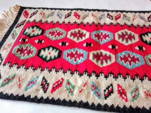 Vintage miniature hand knotted woolen rug