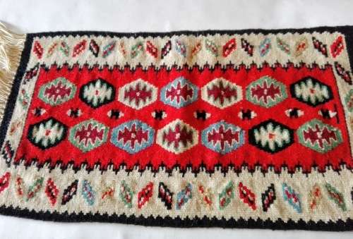 Vintage miniature hand knotted woolen rug