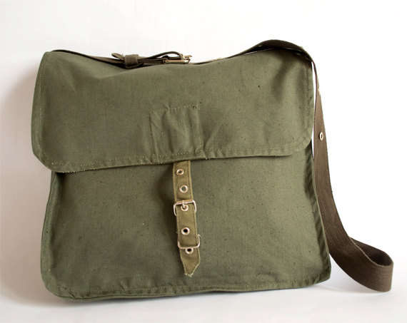 Vintage canvas bag, Army Bag, shoulder bag, messenger bag