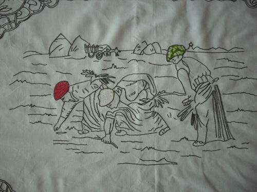 Vintage Hand Embroidered tablecloth 104 cm x 70 cm