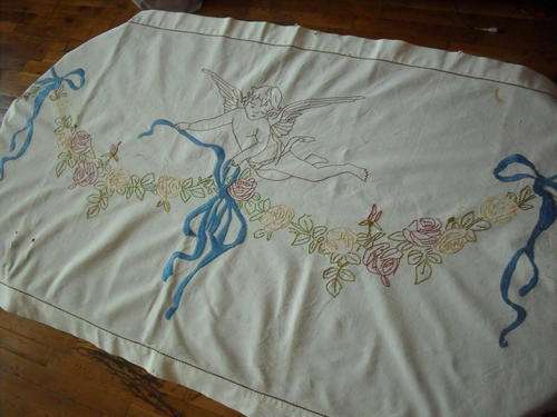 Vintage Hand Embroidered tablecloth 122 cm x 61 cm