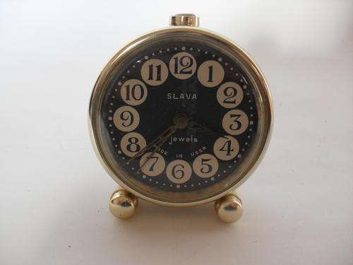 Vintage Soviet Russian Mechanical Clock, Slava Alarm Clock, WORKING