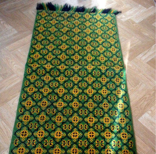 VINTAGE HAND KNOTTED Green JALDAR DESIGN WOOL ORIENTAL AREA RUG