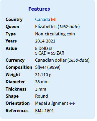 Canada Maple leaf fine Silver  2017