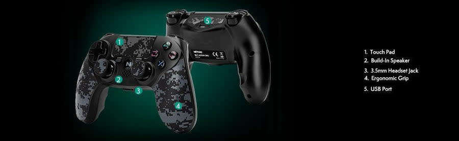 Nitho ADONIS BT CONTROLLER CAMO Compatible PS4 - PS3 - SWITCH - PC