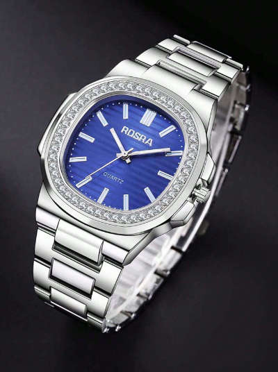 1pc Men`s Business Casual Stainless Steel Strap Watch