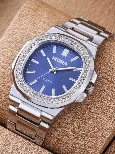 1pc Men`s Business Casual Stainless Steel Strap Watch