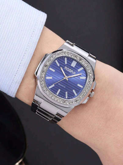 1pc Men`s Business Casual Stainless Steel Strap Watch