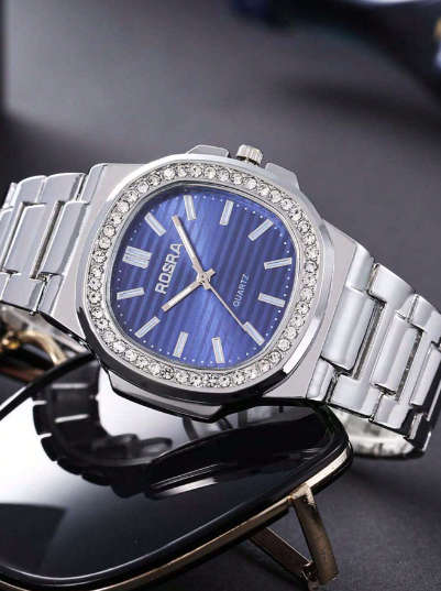 1pc Men`s Business Casual Stainless Steel Strap Watch