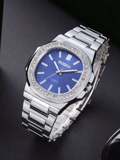 1pc Men`s Business Casual Stainless Steel Strap Watch