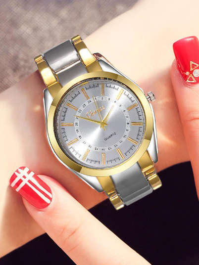 Woman Round Pointer Quartz Watch