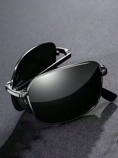 1pc Black Foldable And Fashionable Sunglasses, Uv Protection, Polarized Driving Sunglasses Unisex