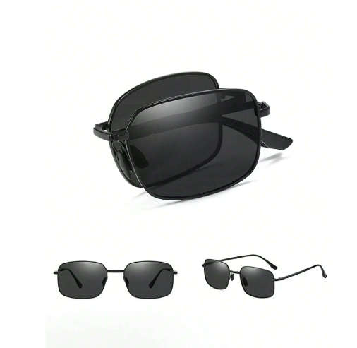 1pc Black Foldable And Fashionable Sunglasses, Uv Protection, Polarized Driving Sunglasses Unisex