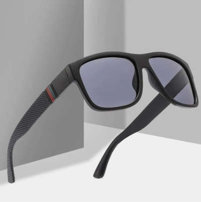 1pc Sand Black Fashionable Large Men`s Square Sunglasses For Riding, Driving And Vacation