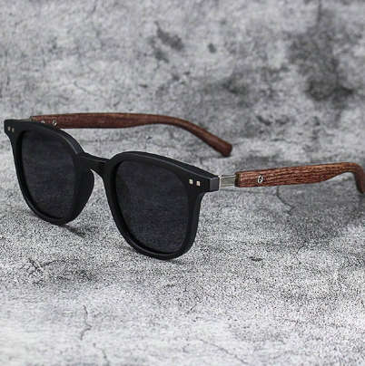 New Men Retro Wooden Frame Sunglasses Classic Brand Square Vintage Polarized Sunglasses Anti-UV Men