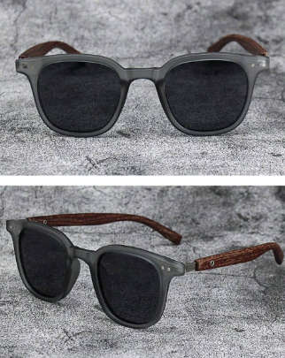 New Men Retro Wooden Frame Sunglasses Classic Brand Square Vintage Polarized Sunglasses Anti-UV Men