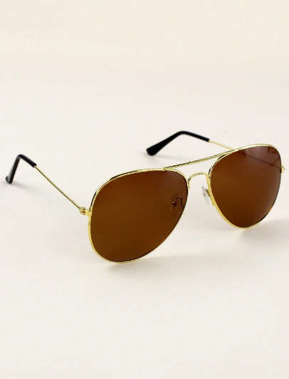 1pc Men`s Brown Fashionable Pilot Sunglasses, Versatile, Lightweight, Suitable For Wear, Driving
