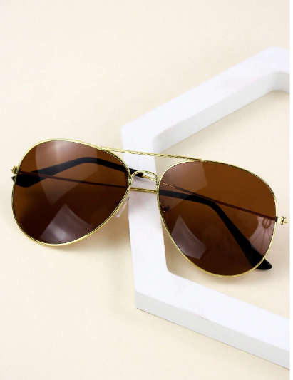 1pc Men`s Brown Fashionable Pilot Sunglasses, Versatile, Lightweight, Suitable For Wear, Driving