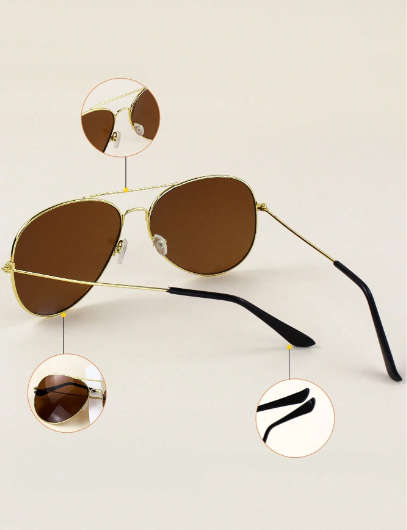 1pc Men`s Brown Fashionable Pilot Sunglasses, Versatile, Lightweight, Suitable For Wear, Driving