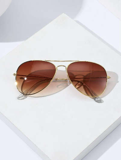 1pc Men`s Retro 90s Double Beam Metal Pilot Sunglasses With Cowboy Western Style