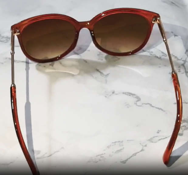 Gucci Womens Authentic GG1719 56-21 142 Cat Eye Plastic Sunglasses Red Black Gold