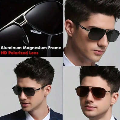 Fashionable Metal Frame Sunglasses For Men, Suitable For Outdoor Activities, Beach, Street Wear Eleg