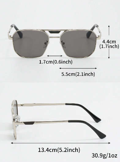 1pair Men`s Gray Top Bar Metal Frame Stylish Fashion Sunglasses Suitable For Outdoor Sun Protection
