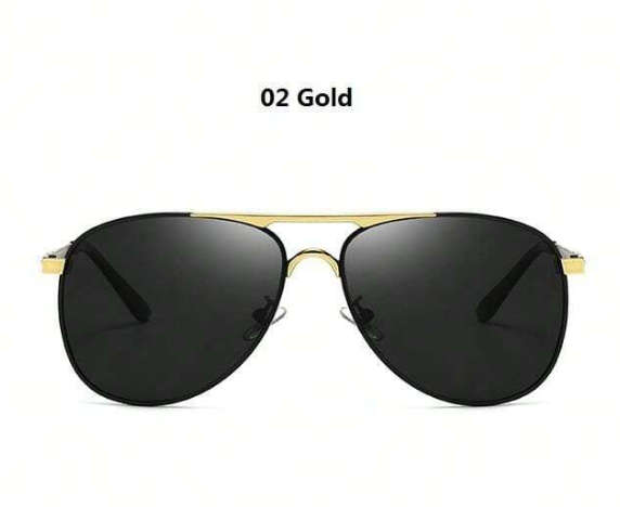1pc Unisex Gold Tone Pilot & Astronaut Polarized Sunglasses, Classic Fashionable Eyewear For Driving