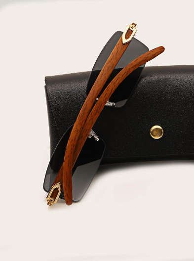 1pc Unisex Small Square Frameless European And American Trend Horn Cut Edge Fashion Glasses In Black