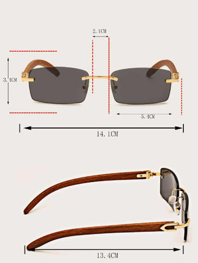 1pc Unisex Small Square Frameless European And American Trend Horn Cut Edge Fashion Glasses In Black