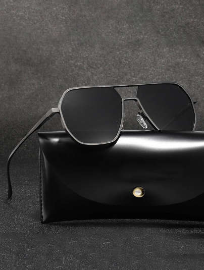 1pc Men`s Fashionable Sunglasses With Simple Double Beam Design Suitable For Driving Elegant